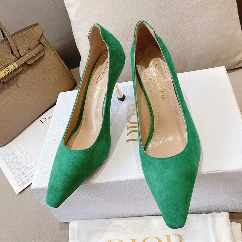 Affordable Hot Dior D-Fame Pumps Women Suede Green