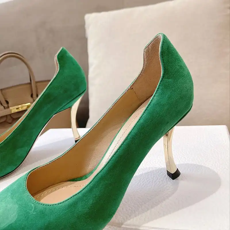 Affordable Hot Dior D-Fame Pumps Women Suede Green