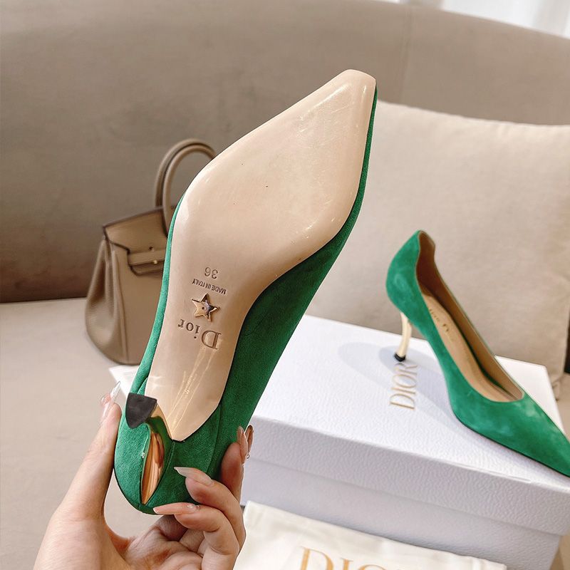 Hot Dior D-Fame Pumps Women Suede Green