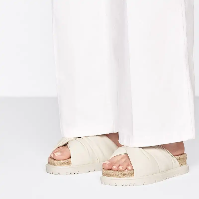 Affordable Hot Dior Dtwist Slides Women Cannage Lambskin White