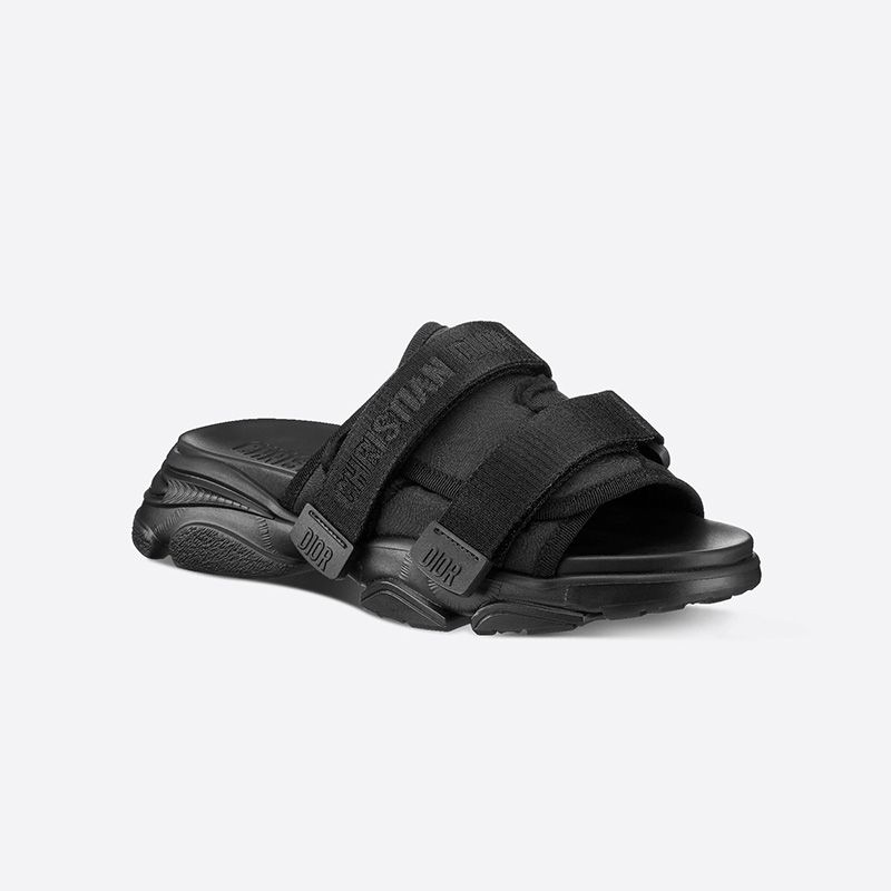 Hot Dior D-Wander Slides Women Camouflage Technical Fabric Black