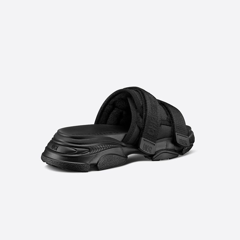 Hot Dior D-Wander Slides Women Camouflage Technical Fabric Black