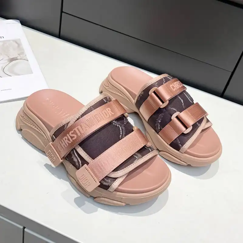 Hot Dior D-Wander Slides Women Camouflage Technical Fabric Pink