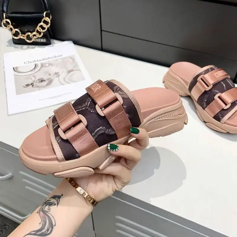 Affordable Hot Dior D-Wander Slides Women Camouflage Technical Fabric Pink