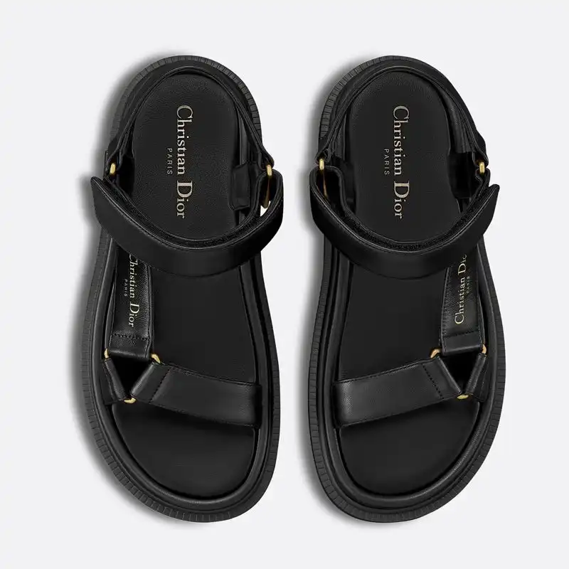 Cheap Dior D-Wave Sandals Women Calfskin Black