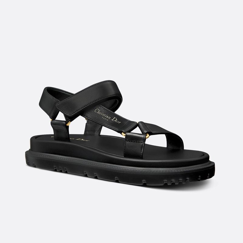 Dior D-Wave Sandals Women Calfskin Black Hot Sale