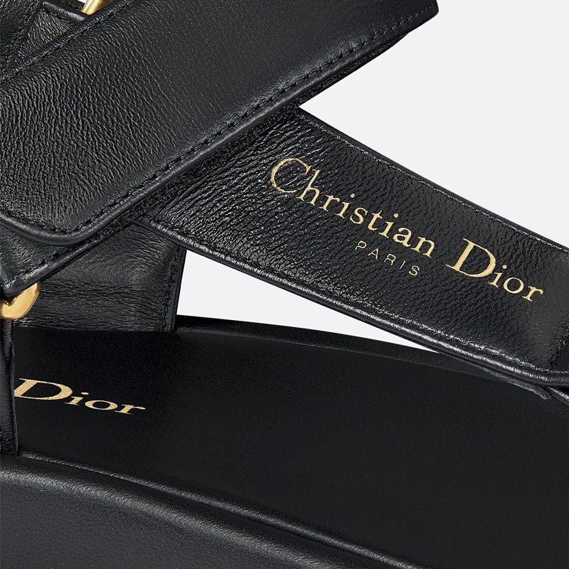 Dior D-Wave Sandals Women Calfskin Black Hot Sale