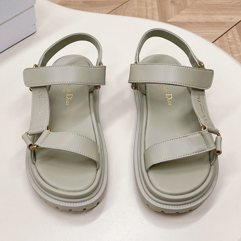 Hot Dior D-Wave Sandals Women Calfskin Grey