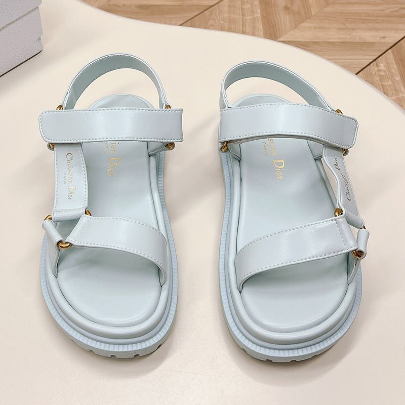 Hot Dior D-Wave Sandals Women Calfskin Light Blue