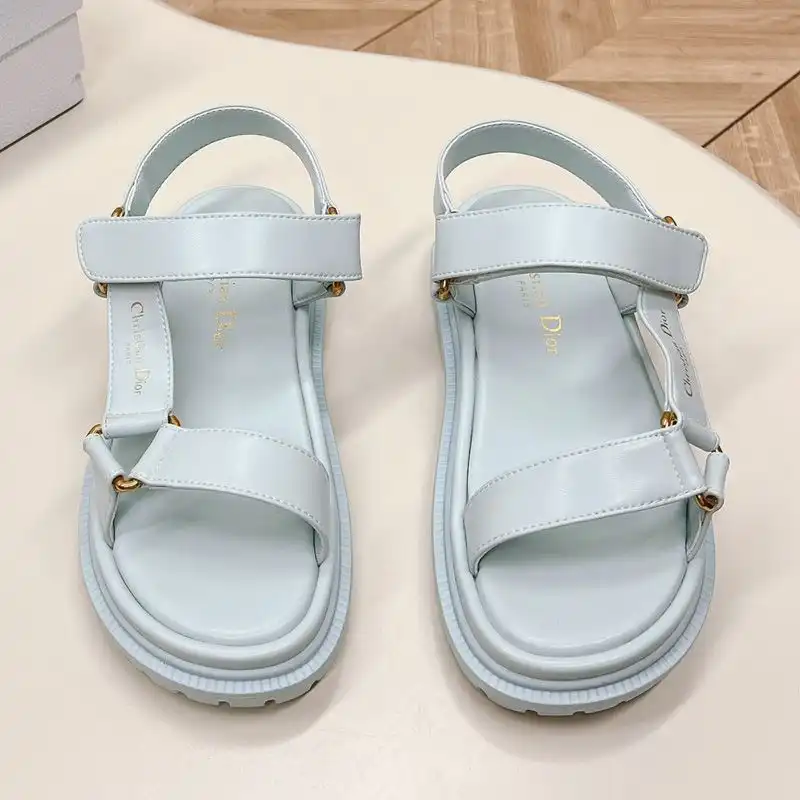 Affordable Hot Dior D-Wave Sandals Women Calfskin Light Blue