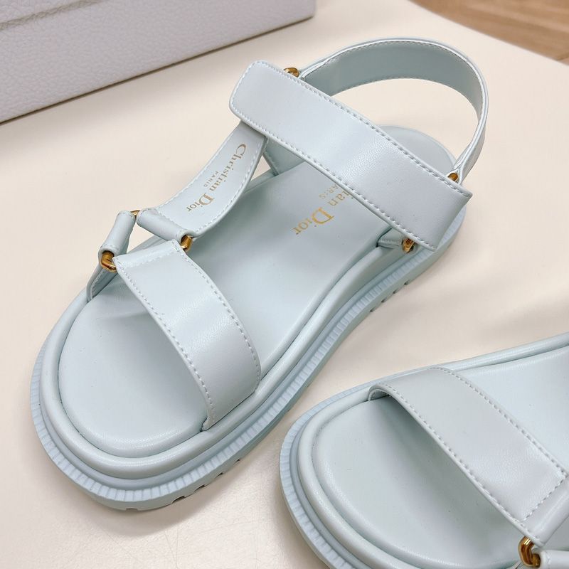 Hot Dior D-Wave Sandals Women Calfskin Light Blue