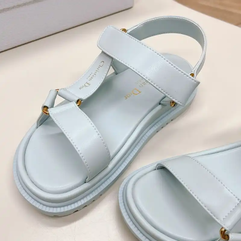 Affordable Hot Dior D-Wave Sandals Women Calfskin Light Blue