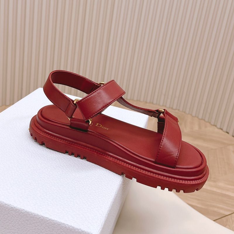 Dior D-Wave Sandals Women Calfskin Red Hot Sale