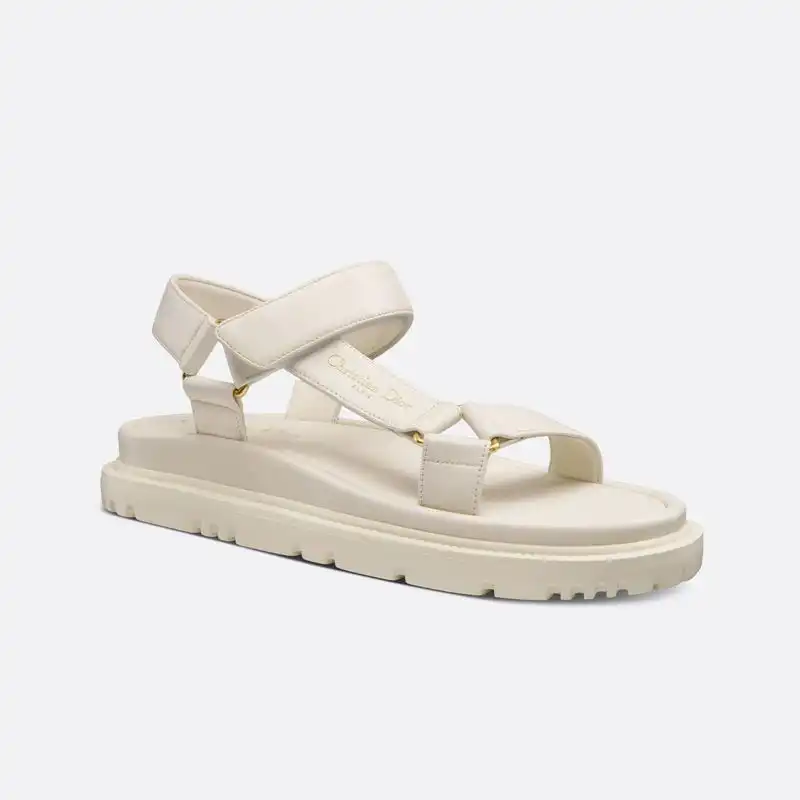 Affordable Hot Dior D-Wave Sandals Women Calfskin White