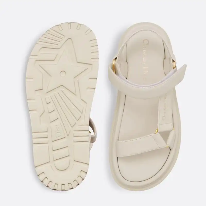 Affordable Hot Dior D-Wave Sandals Women Calfskin White