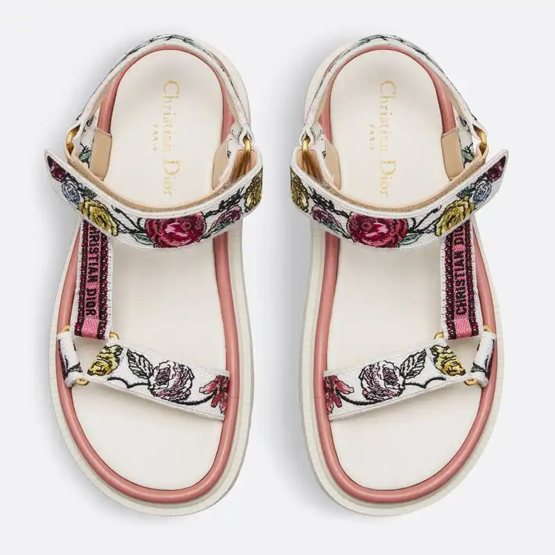 Hot Dior D-Wave Sandals Women Florilegio Motif Canvas White