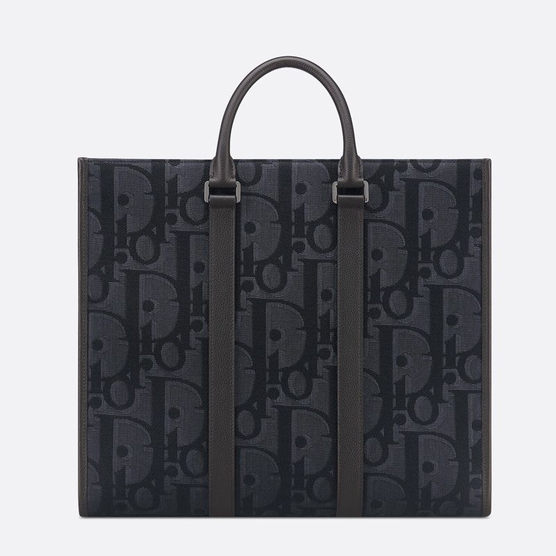 Hot Dior East-West Tote Maxi Oblique Motif Canvas Black