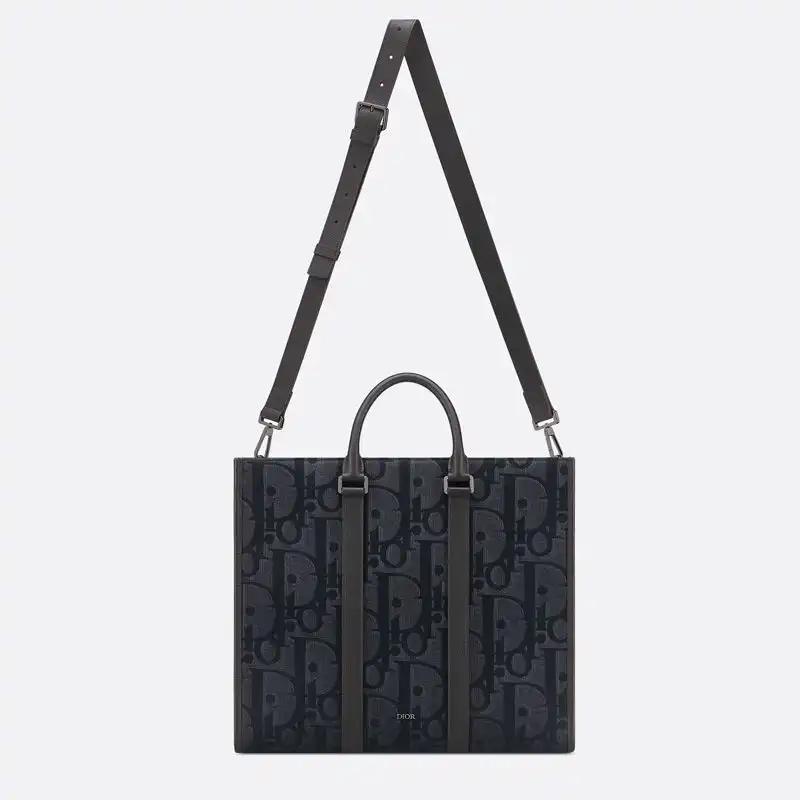 Cheap Dior East-West Tote Maxi Oblique Motif Canvas Black Hot Sale