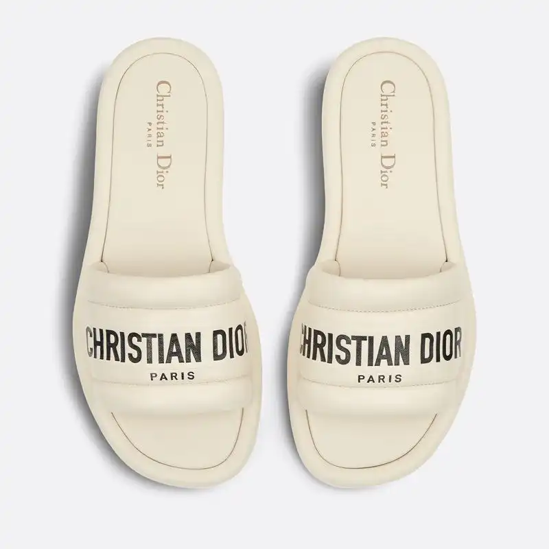 Affordable Hot Dior Every-D Slides Women Lambskin White