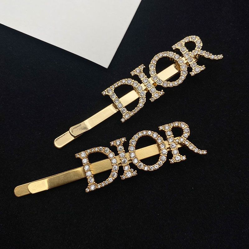 Hot Diorevolution Barrette Metal With White Crystals Gold