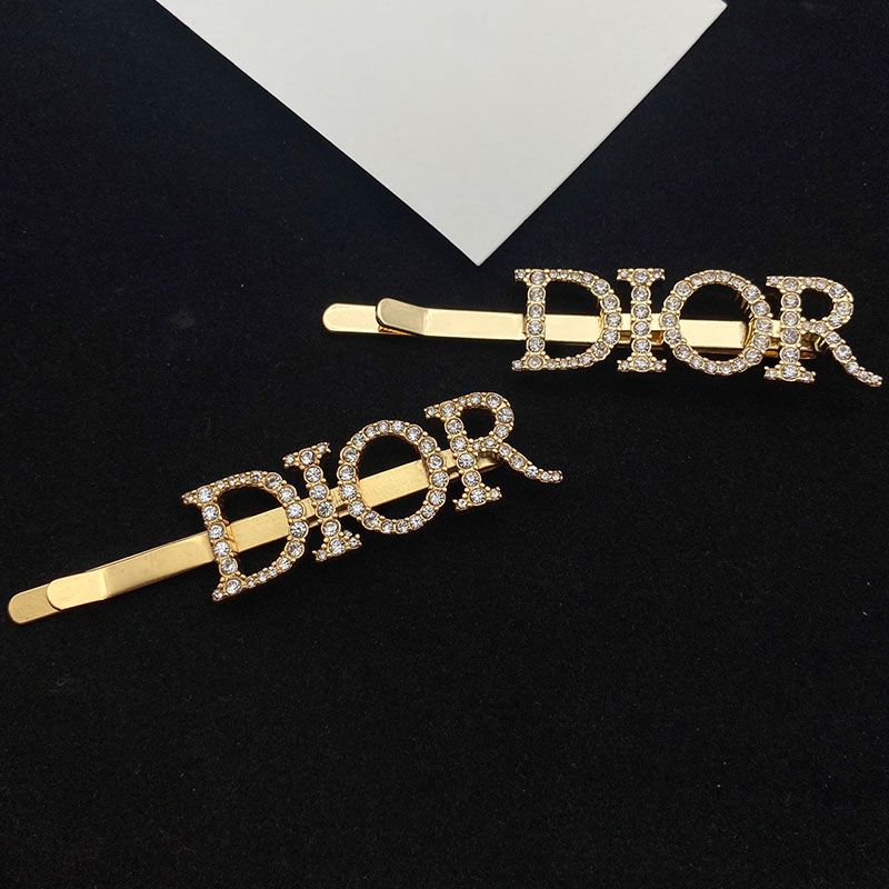 Diorevolution Barrette Metal With White Crystals Gold Hot Sale