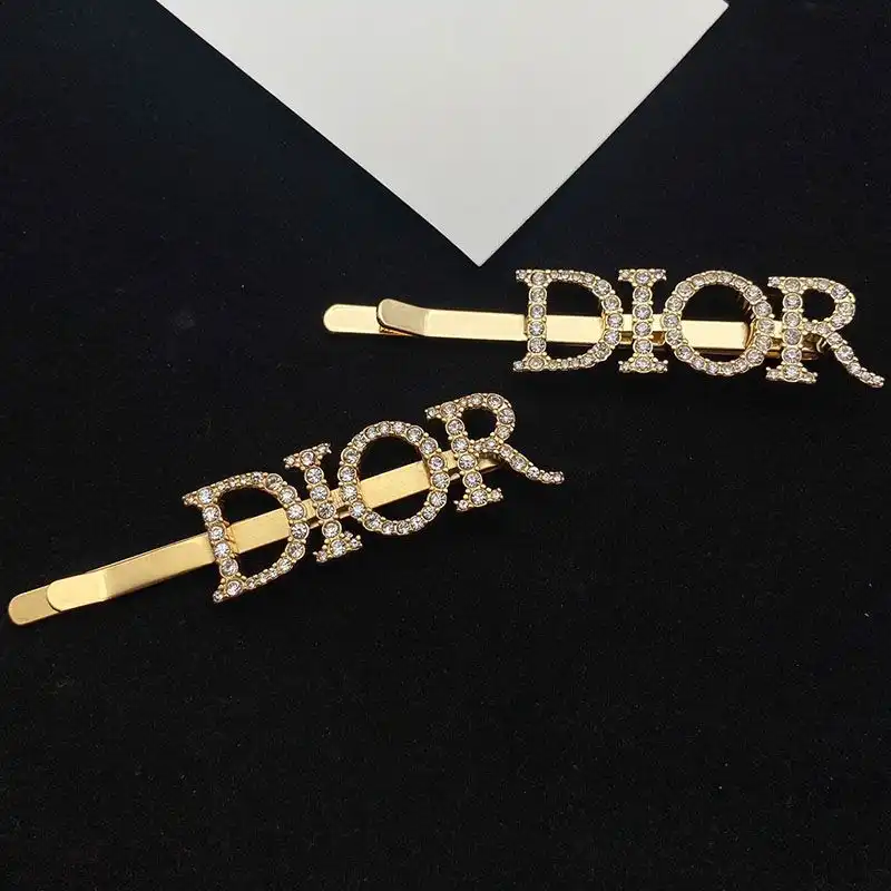 Cheap Hot Diorevolution Barrette Metal With White Crystals Gold