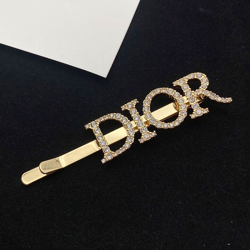 Diorevolution Barrette Metal With White Crystals Gold Hot Sale