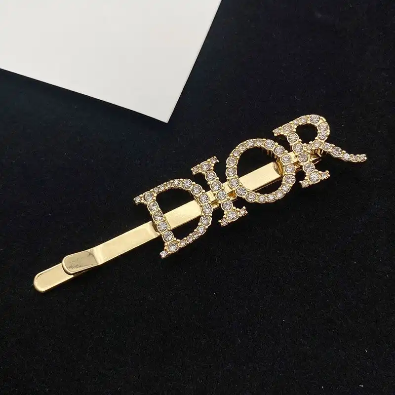 Cheap Hot Diorevolution Barrette Metal With White Crystals Gold