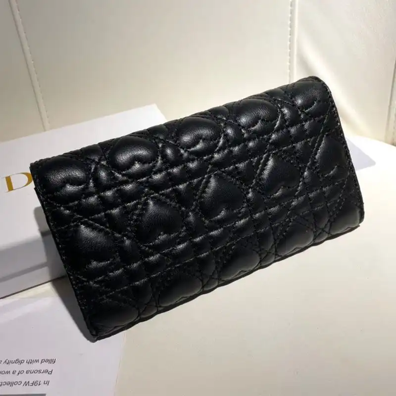 Affordable Hot Dior Flap Wallet Cannage Lambskin Black