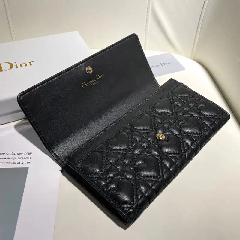 Affordable Hot Dior Flap Wallet Cannage Lambskin Black