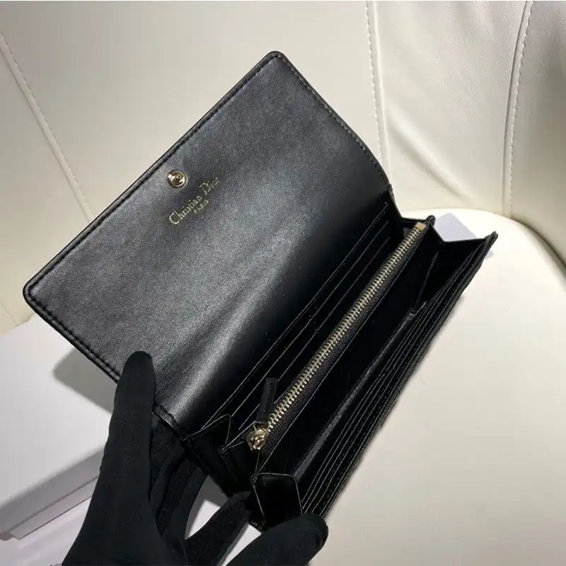 Affordable Hot Dior Flap Wallet Cannage Lambskin Black