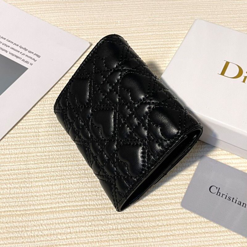 Dior Flap Card Holder Cannage Lambskin Black Hot Sale