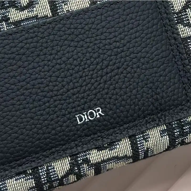 Affordable Hot Dior Front Patch Pocket Zip Wallet Oblique Motif Canvas Blue