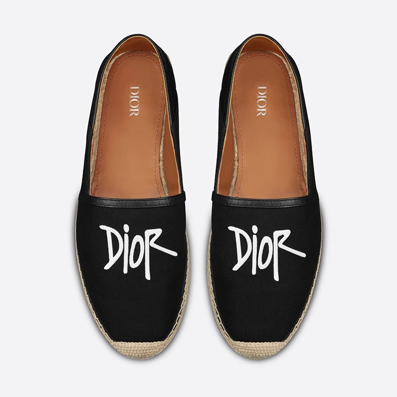 Dior Granville Espadrilles Women Shawn Logo Motif Canvas Black Hot Sale