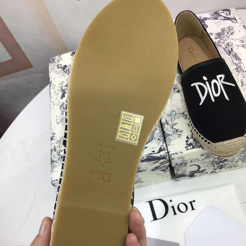 Dior Granville Espadrilles Women Shawn Logo Motif Canvas Black Hot Sale