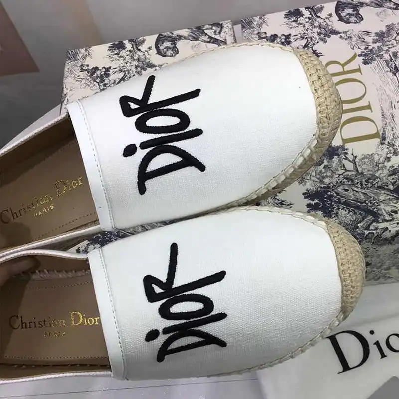 Cheap Hot Dior Granville Espadrilles Women Shawn Logo Motif Canvas White