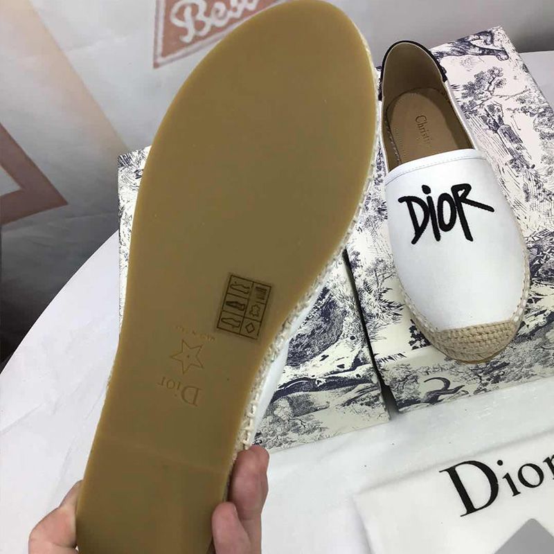 Hot Dior Granville Espadrilles Women Shawn Logo Motif Canvas White