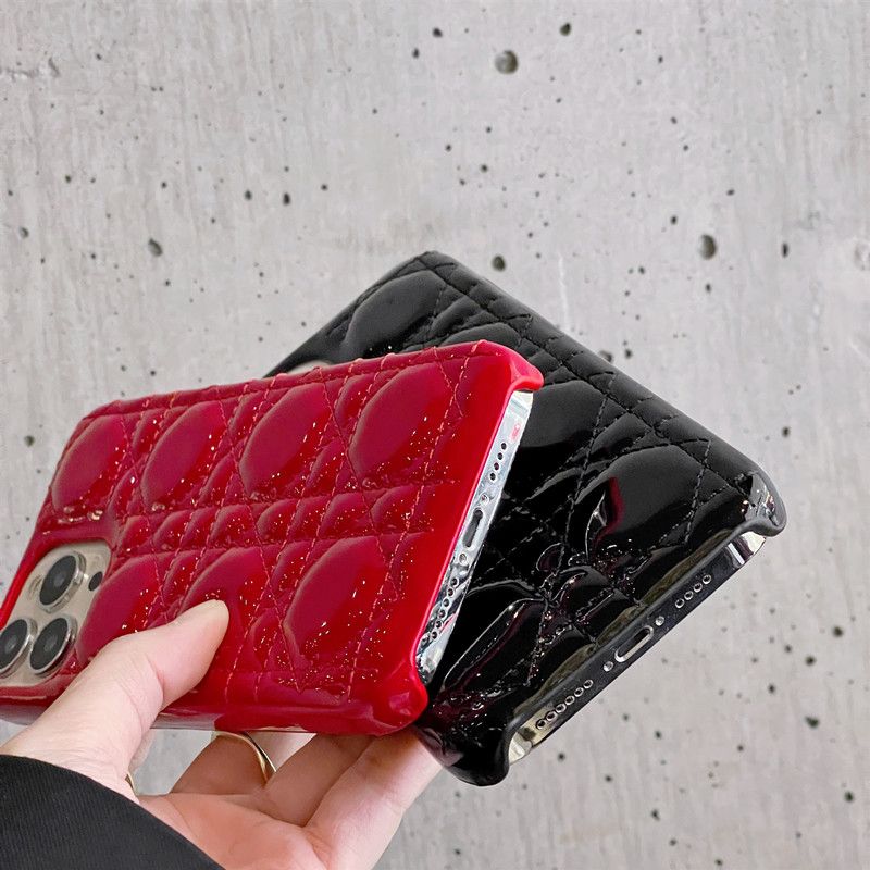 Dior iPhone Case Cannage Patent Leather Red Hot Sale