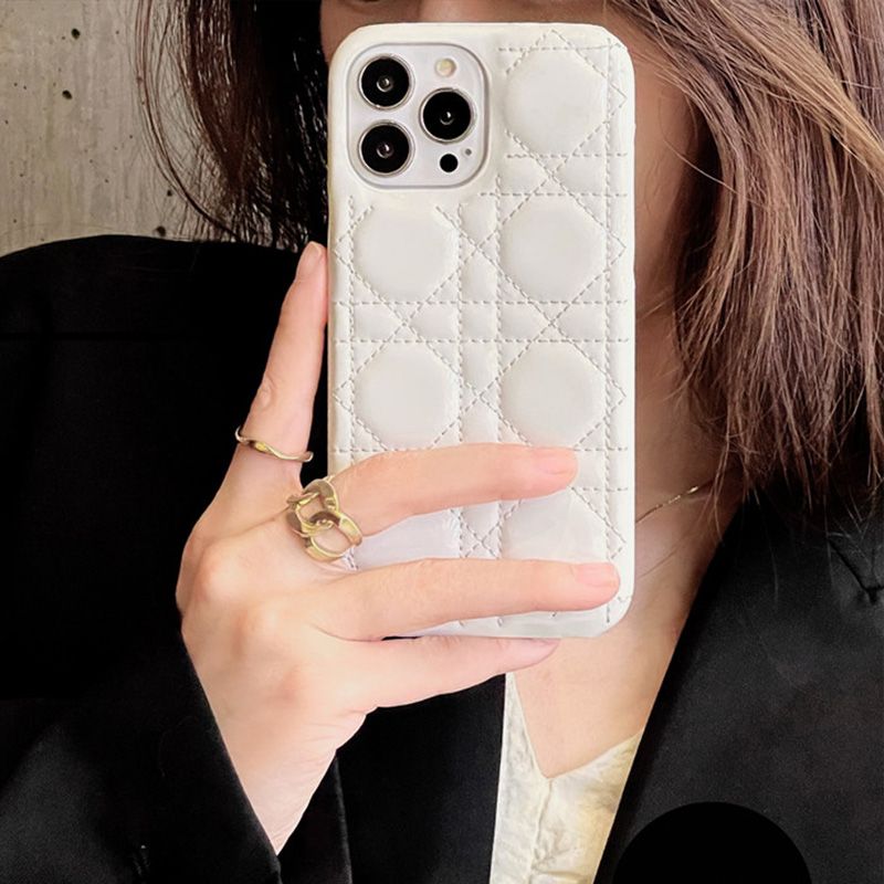 Dior iPhone Case Cannage Patent Leather White Hot Sale