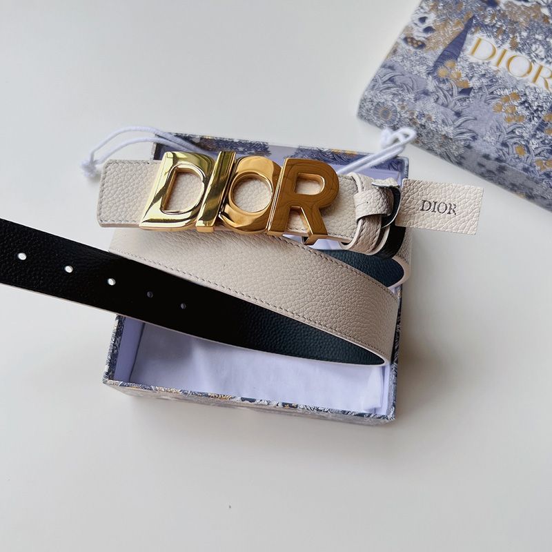 Dior Italic Buckle Reversible Belt Grained Calfskin Beige Hot Sale