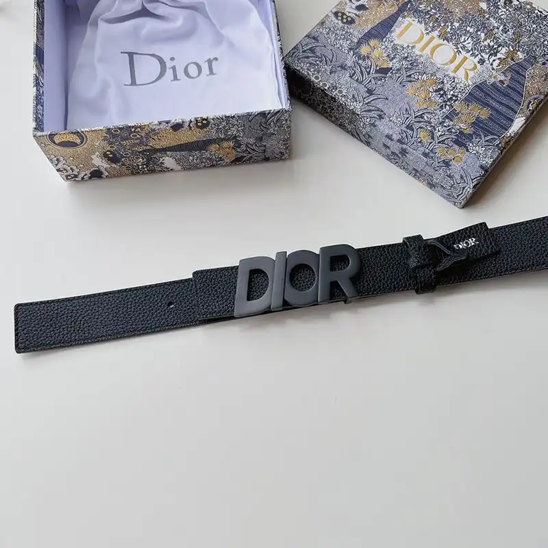 Cheap Hot Dior Italic Buckle Reversible Belt Grained Calfskin Black