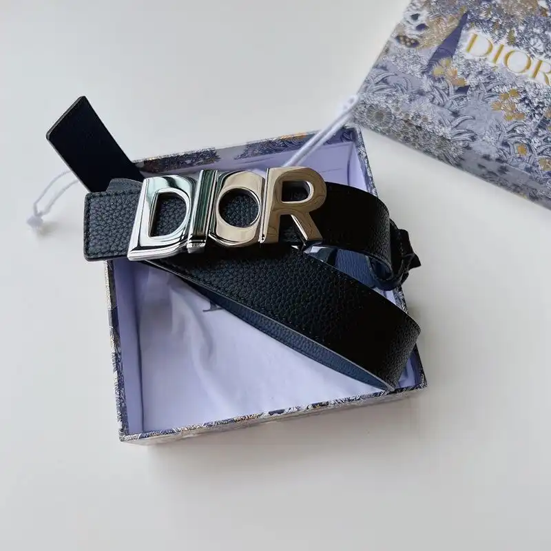 Affordable Hot Dior Italic Buckle Reversible Belt Grained Calfskin Blue