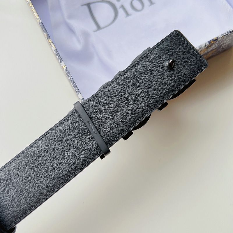 Hot Dior Italic Buckle Reversible Belt Oblique Galaxy Leather Black