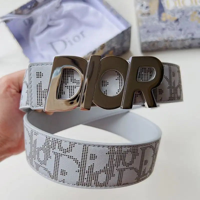 Hot Dior Italic Buckle Reversible Belt Oblique Galaxy Leather White