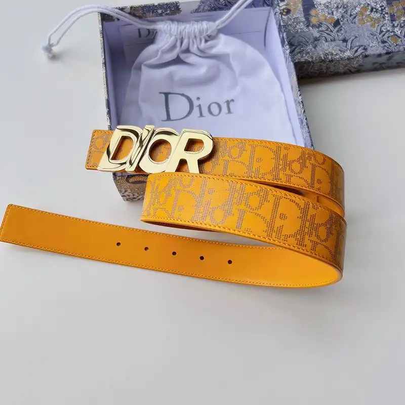 Affordable Hot Dior Italic Buckle Reversible Belt Oblique Galaxy Leather Yellow