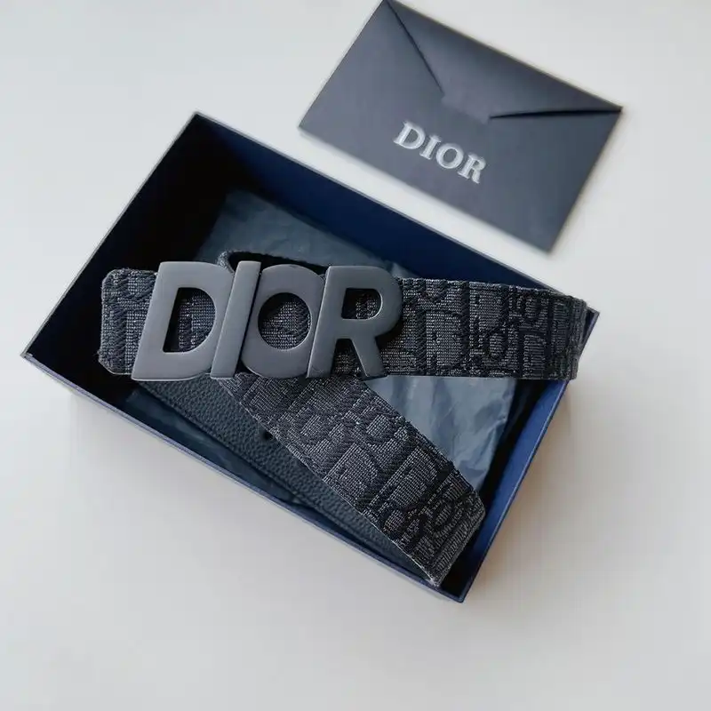 Cheap Hot Dior Italic Buckle Reversible Belt Oblique Motif Canvas Black