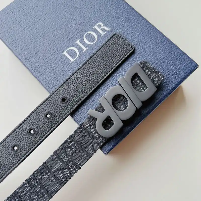 Cheap Hot Dior Italic Buckle Reversible Belt Oblique Motif Canvas Black