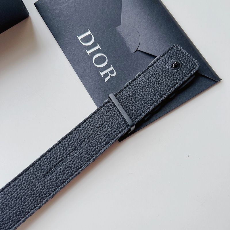 Hot Dior Italic Buckle Reversible Belt Oblique Motif Canvas Black