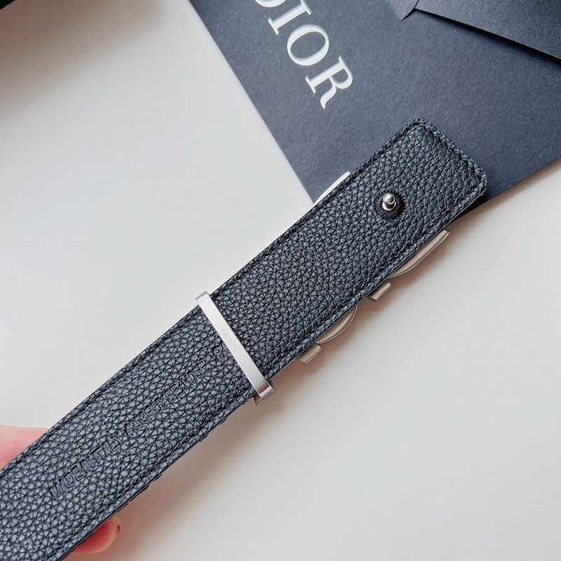 Hot Dior Italic Buckle Reversible Belt Oblique Motif Canvas Blue