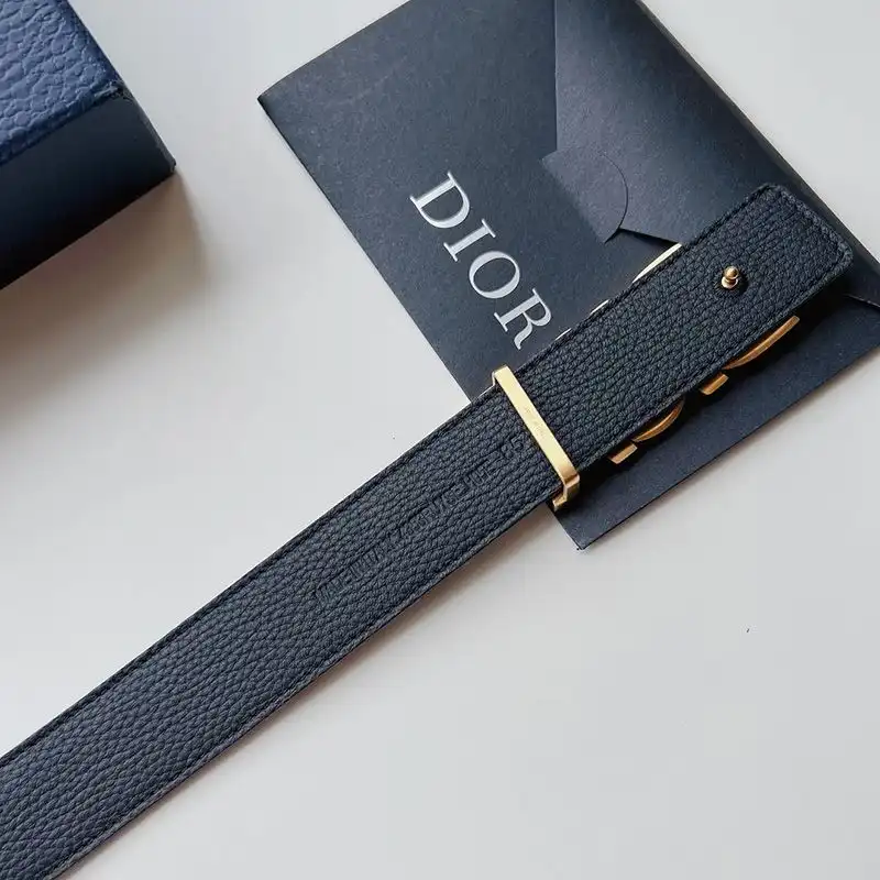 Cheap Hot Dior Italic Buckle Reversible Belt Oblique Motif Canvas Navy Blue